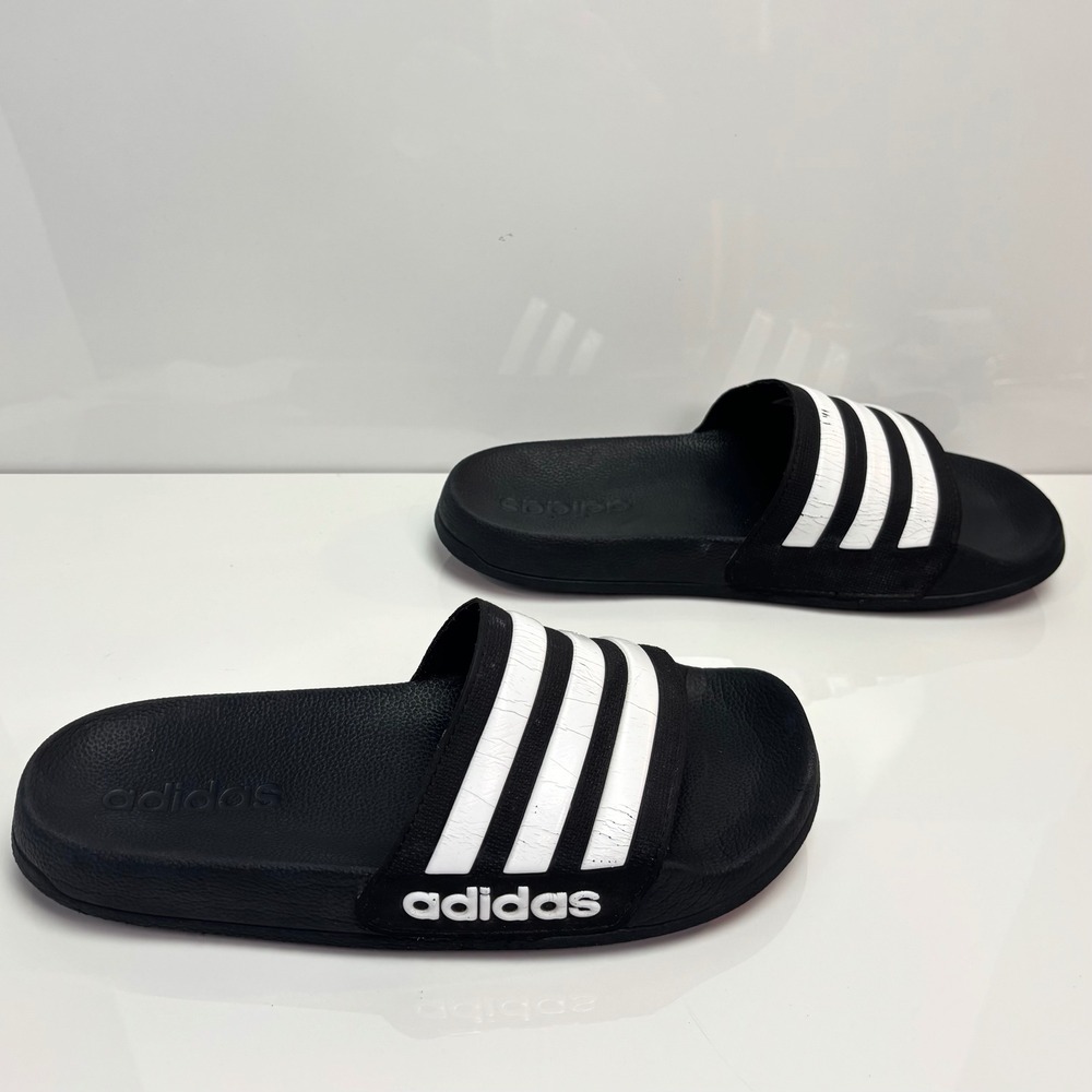 Adidas Adilette Slides Kids Size 3 Black White G27625 Athletic Sandals